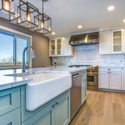 New kitchen sink installation, showcasing a precise fit and seamless integration into the countertop.